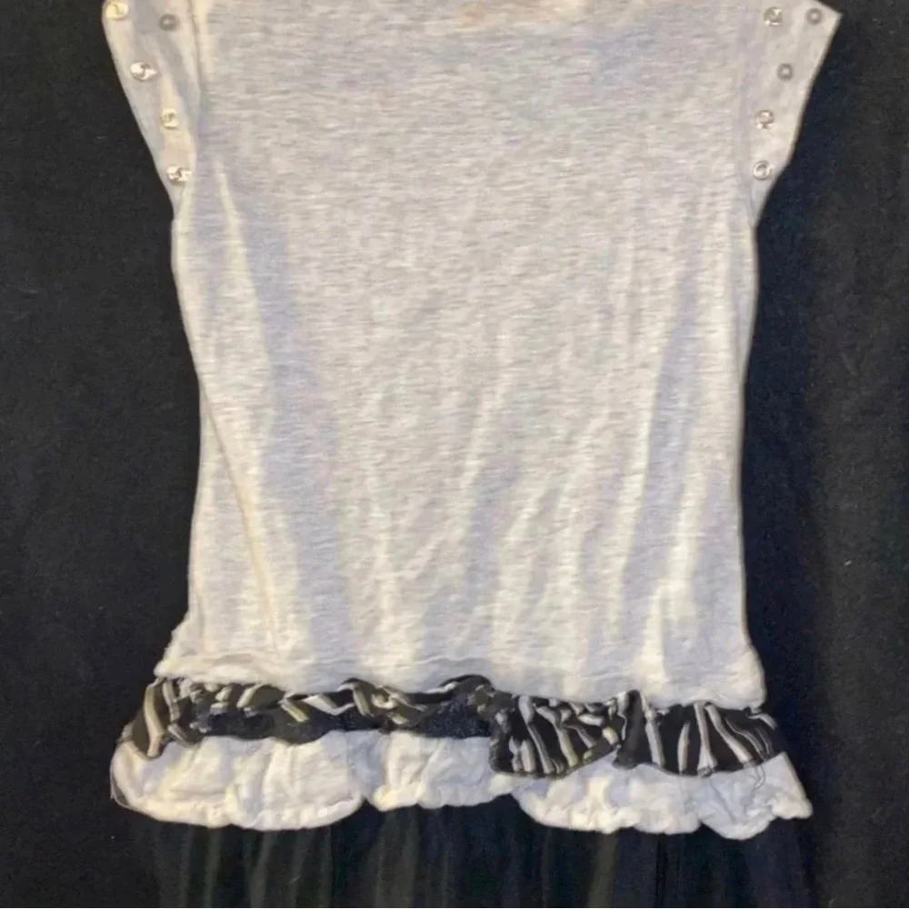 💞 Little Girl Size XS Grey & Black Disney Rocker Tutu Tee